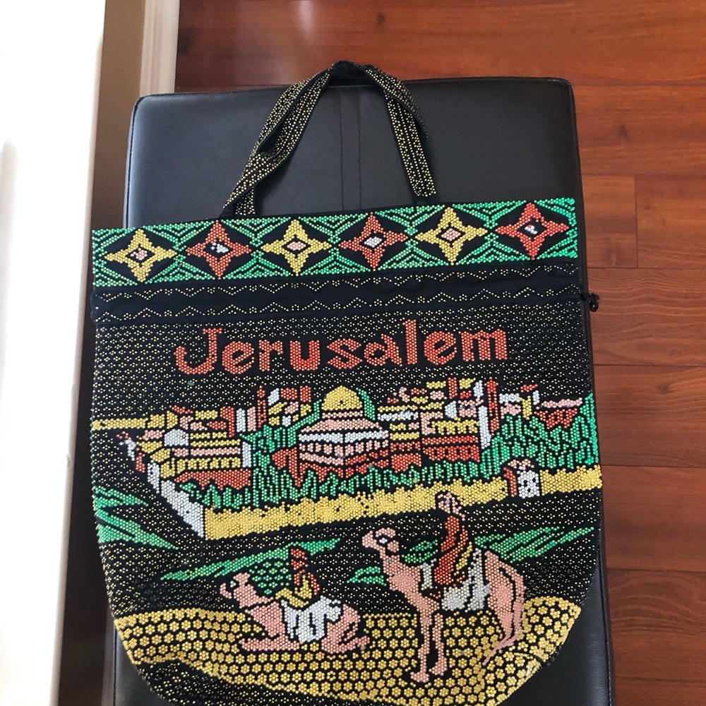 Beaded draw string bag